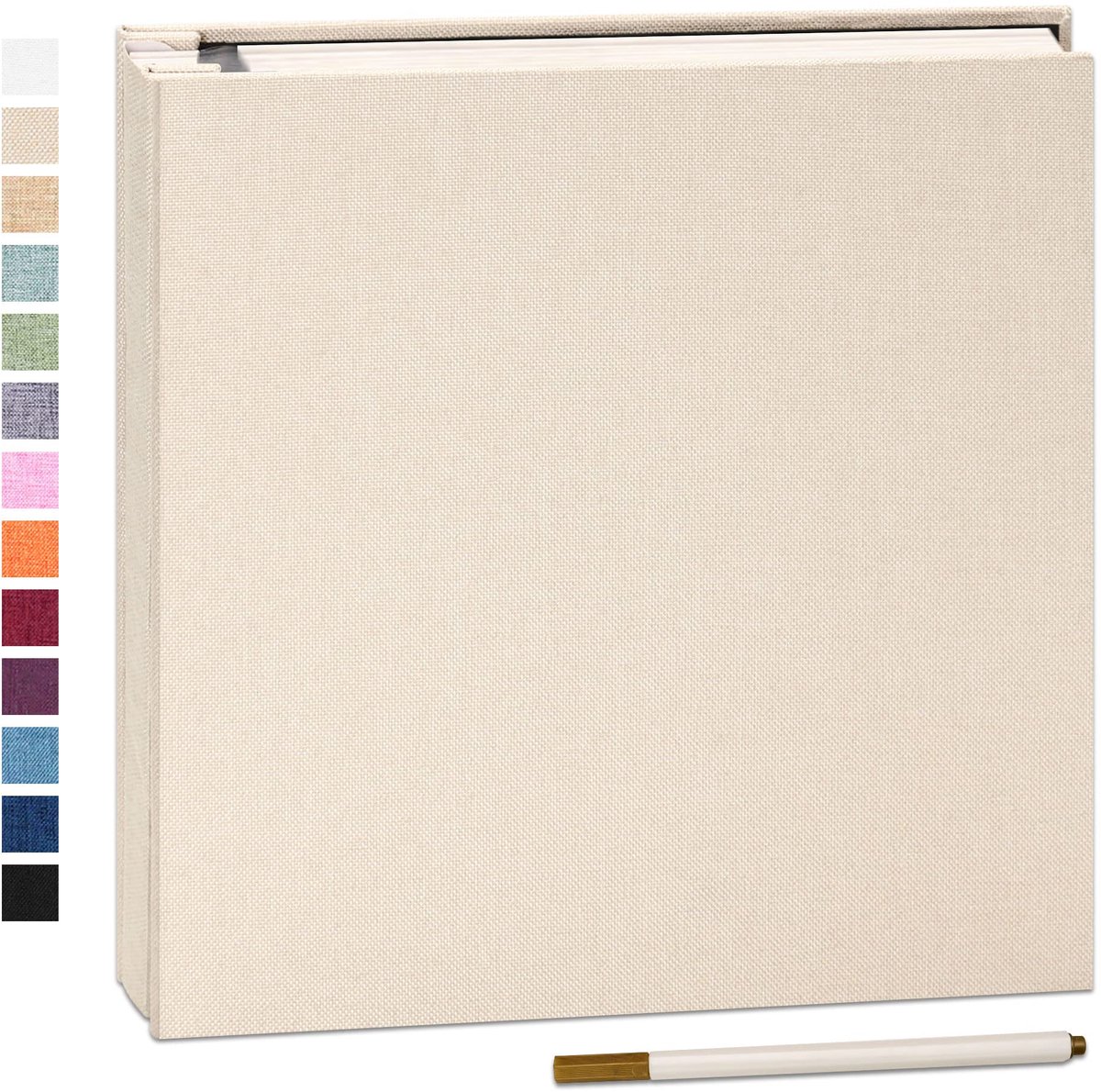 Ibenzoa® Zelfklevend en Creatief Fotoalbum voor Diverse Gelegenheden met 60 Witte Pagina’s en Balpen, 28 x 27 cm