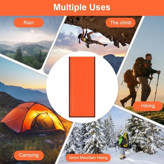 RFWR® Noodslaapzak voor outdoor, 2 stuks, waterdicht, hittebestendig, compacte bivakzak voor survival en noodsituaties van Merkloos — afbeelding 4