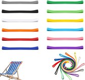 12 stuks - Rekbare strandstoelhanddoekriem, winddichte rubberen strandhanddoekclip, geschikt voor strandstoel, zwemvakantie 30 cm (meerkleurig)