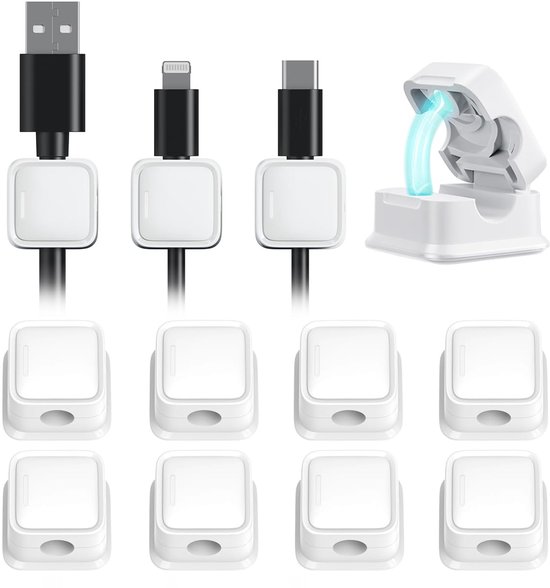 PZOZ 3 stuks kabelclips management organizer kabel snoerhouder zelfklevende bureaudraad netjes voor telefoon oplaadkabel thuiskantoor (wit