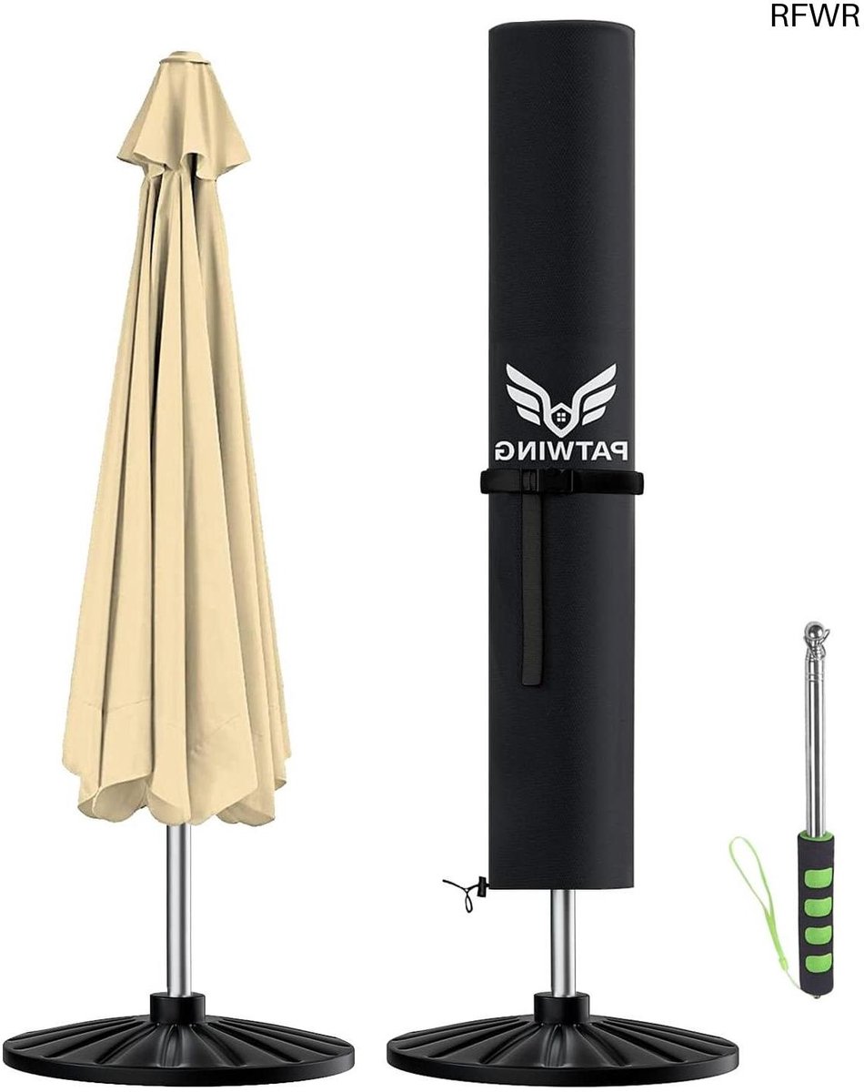 RFWR Parasolhoes met Stang - Weerbestendige 600D Oxford Afdekking voor Zweefparasol 2 tot 4 m, Waterdicht en UV-bestendig Zwart