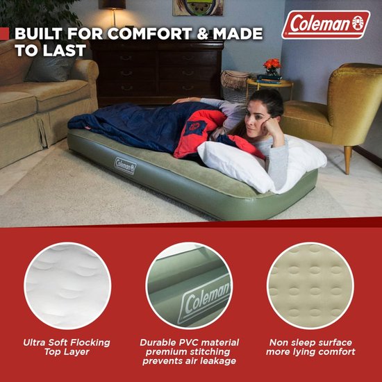 RFWR® Luchtbed Comfort Eenpersoons 188 x 85 cm - Opblaasbaar voor Camping en Thuis van Merkloos — afbeelding 4