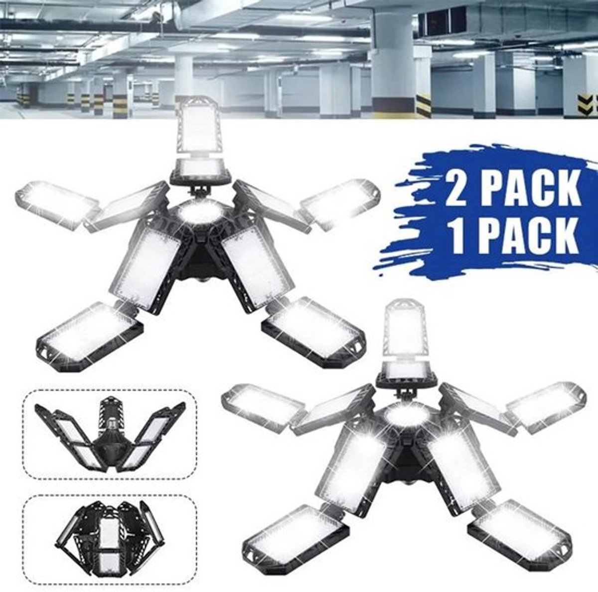 Mercadome® Verlichting - LED - Garage - Werkplaats - 10 verstelbare panelen - 2-delige set