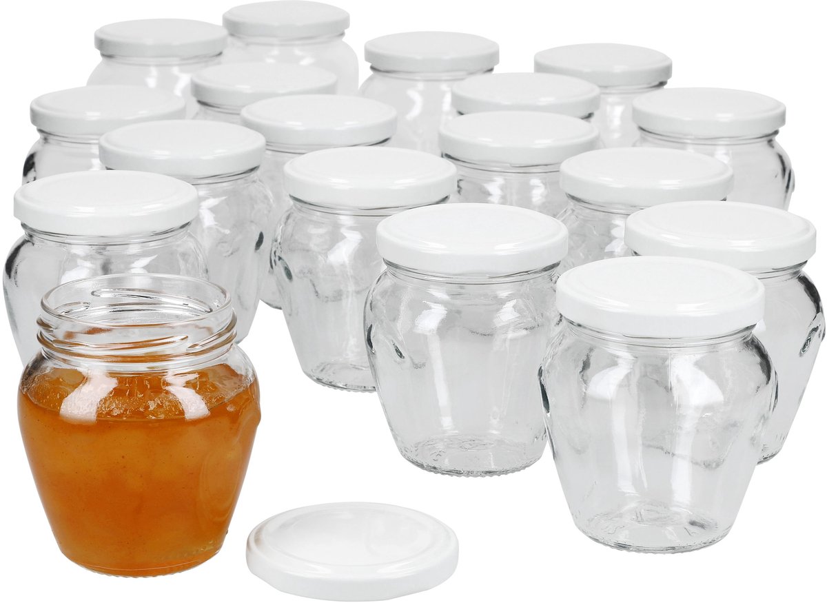 Set van 18 jampotjes Vaso Orcio 212ml + To63 deksel wit