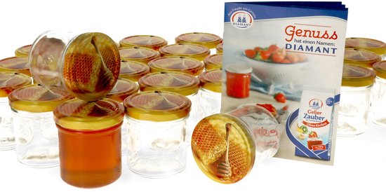 Set van 75 bekers 167 ml Carino To 66 deksel met honingraat incl. Diamant Gelierzauber receptenboekje