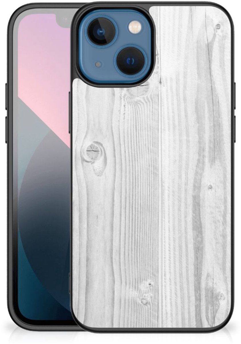 Apple iPhone 13 mini Houten Print Telefoonhoesje White Wood