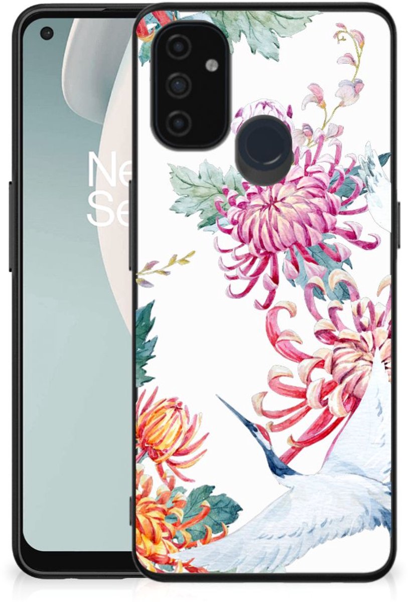 OnePlus Nord N100 Dierenprint Telefoonhoesje Bird Flowers