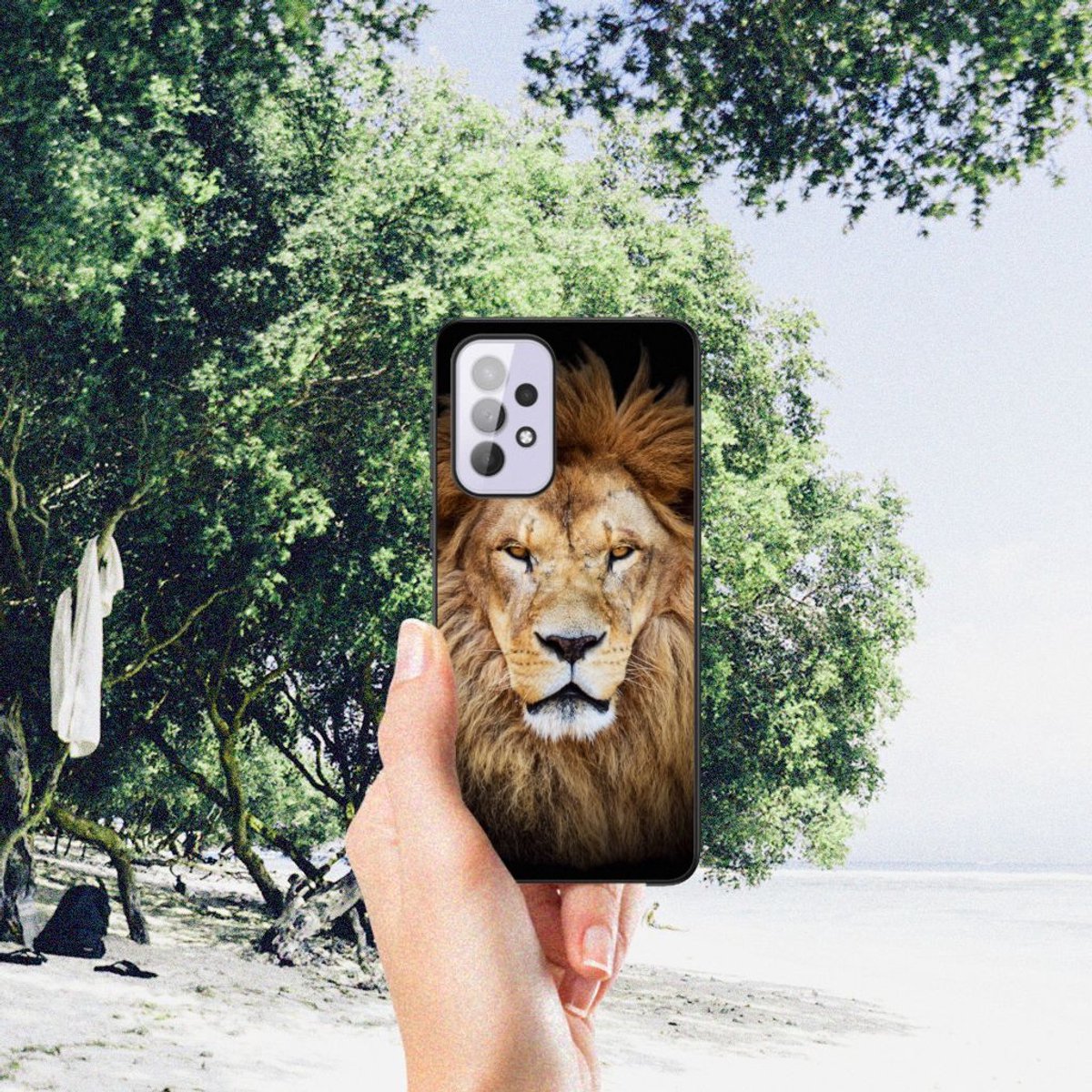 Back Cover voor Samsung Galaxy A33 5G Dierenprint Telefoonhoesje Leeuw