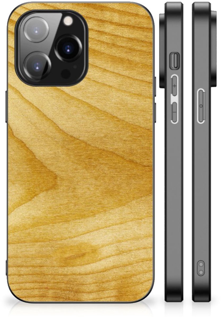 iPhone 14 Pro Max Houten Print Telefoonhoesje Licht Hout
