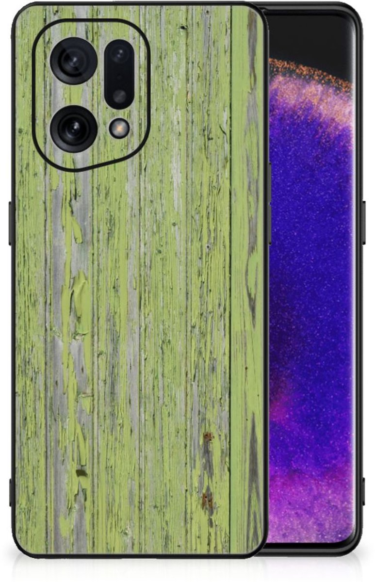 OPPO Find X5 Houten Print Telefoonhoesje Green Wood
