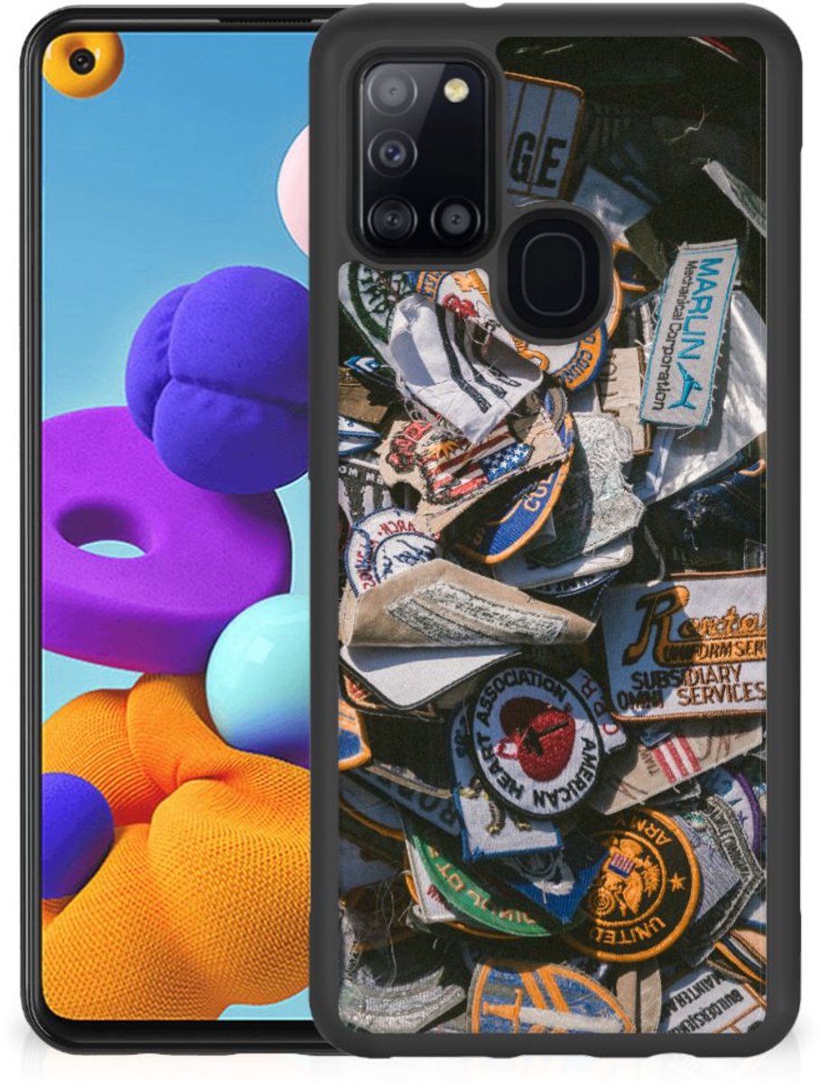 Back Cover voor Samsung Galaxy A21s Grip Case Badges