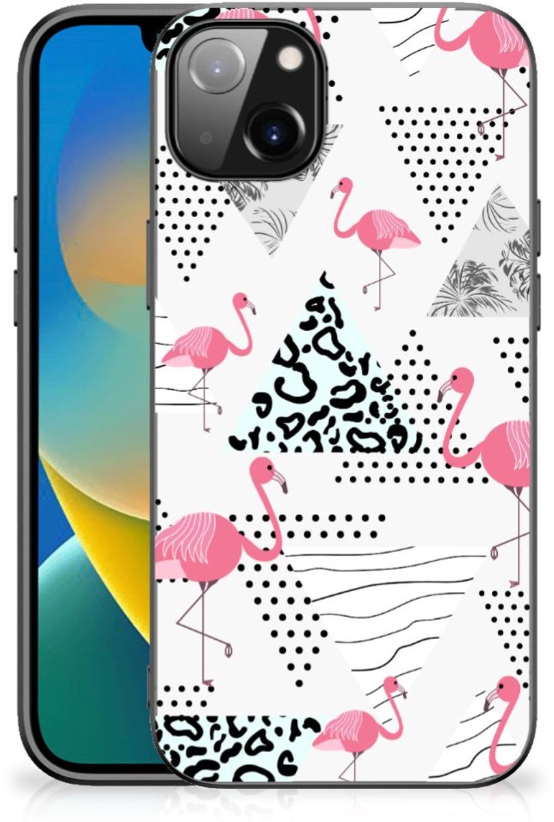 iPhone 14 Plus Dierenprint Telefoonhoesje Flamingo Triangle