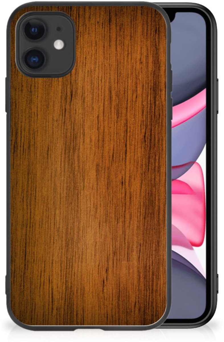 iPhone 11 Houten Print Telefoonhoesje Donker Hout