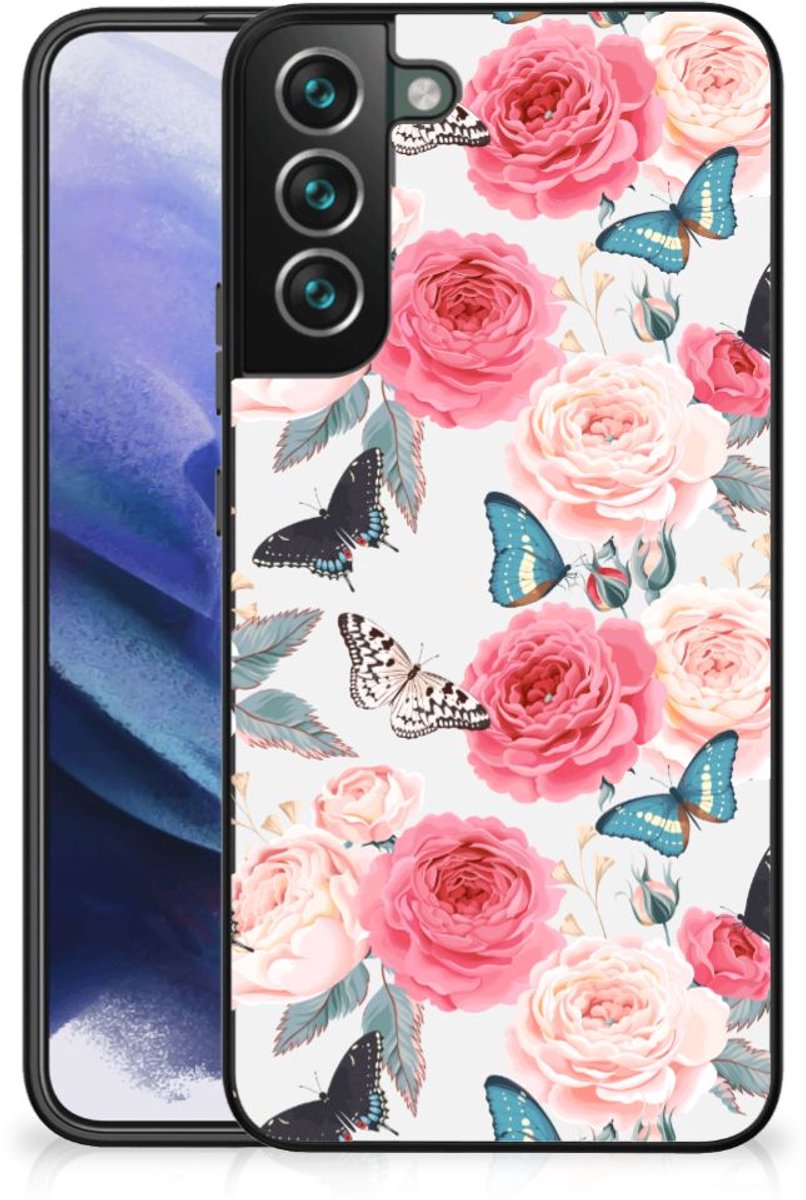 Samsung Galaxy S22 Plus Bloemen Hoesje Butterfly Roses