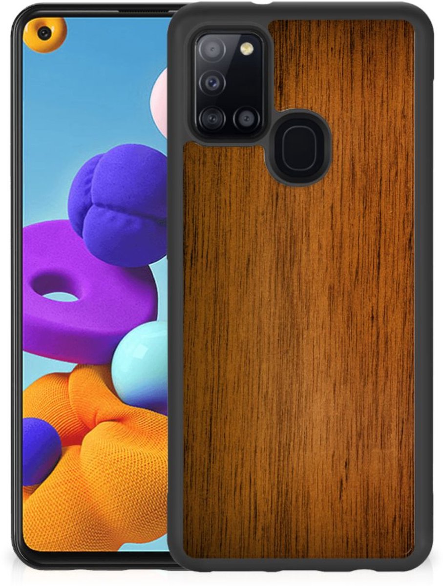 Samsung Galaxy A21s Grip Case Donker Hout