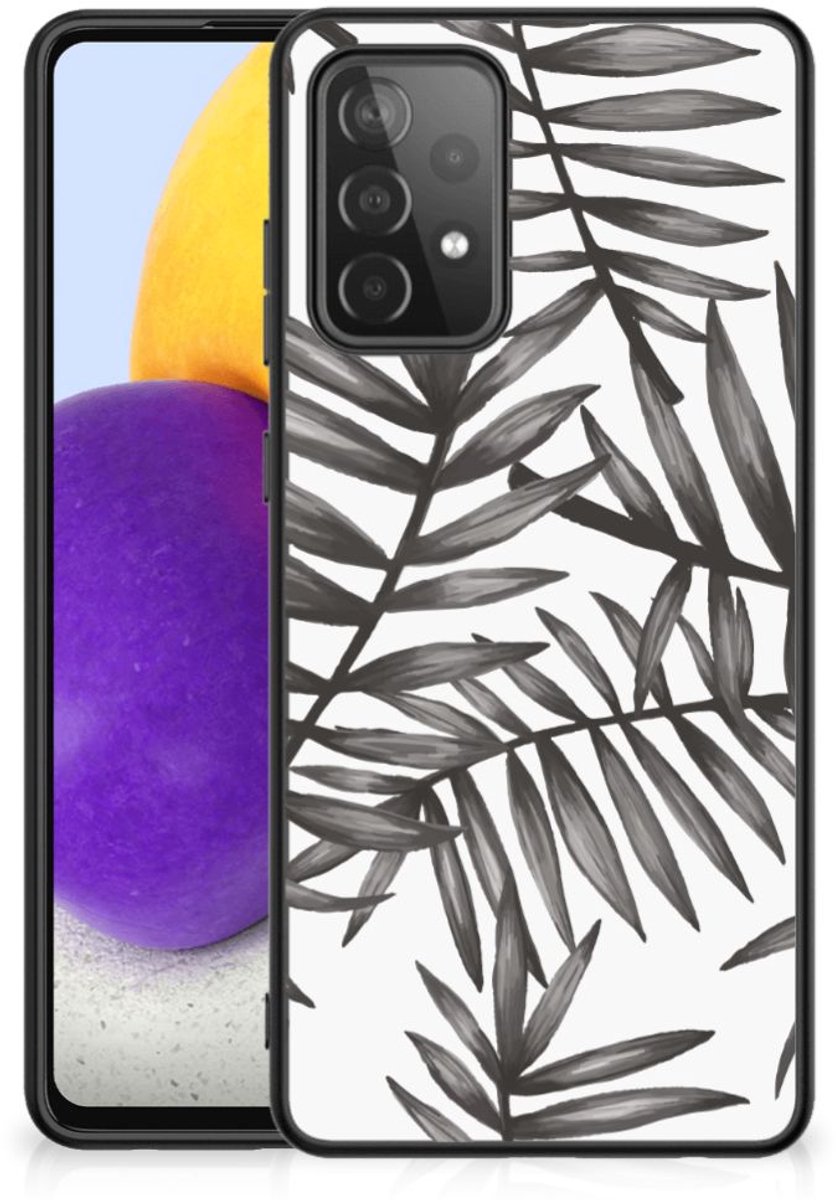 Samsung Galaxy A72 (5G/4G) Bloemen Hoesje Leaves Grey