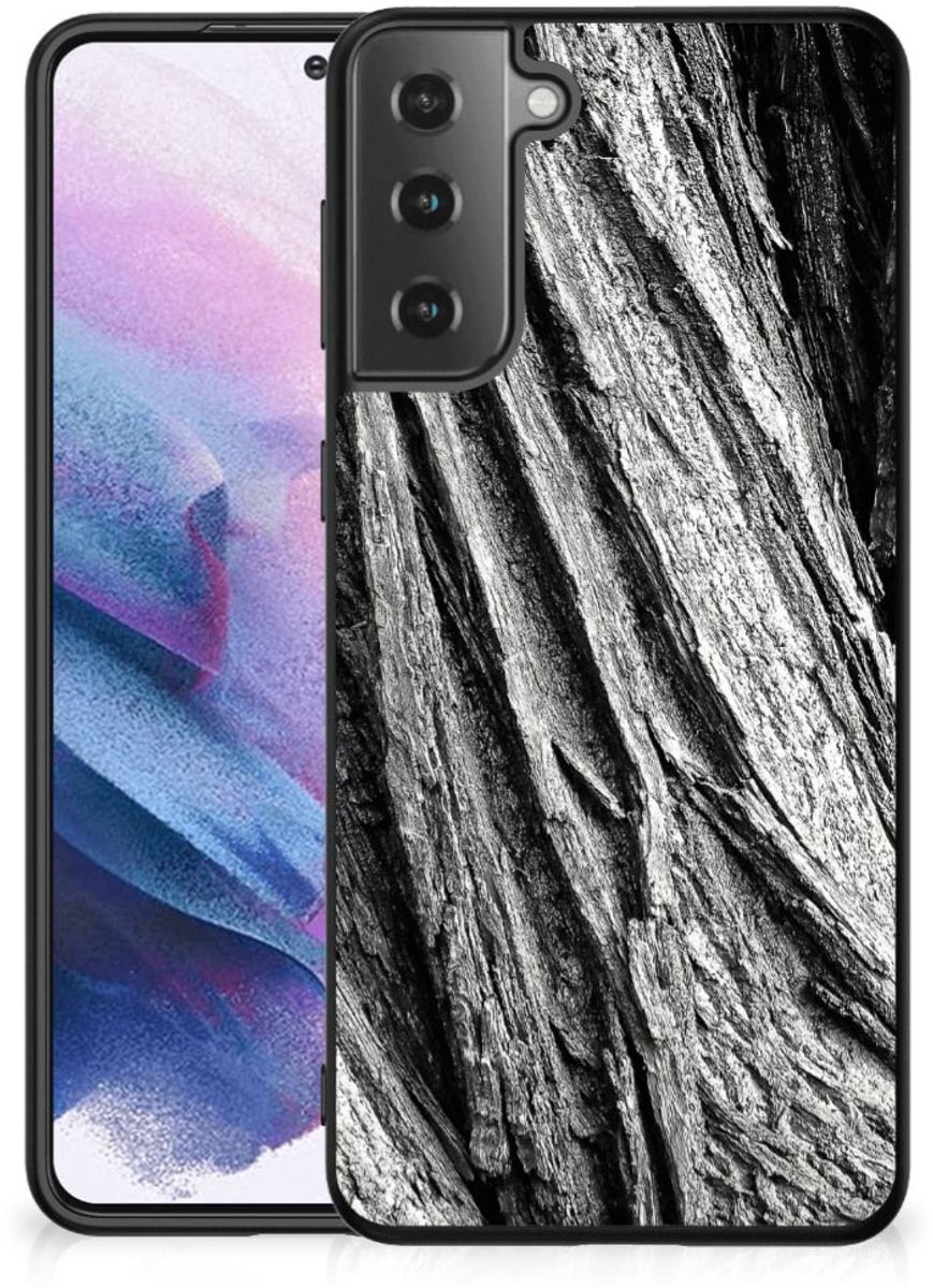 Houten Print Telefoonhoesje Samsung Galaxy S21 Plus Boomschors Grijs