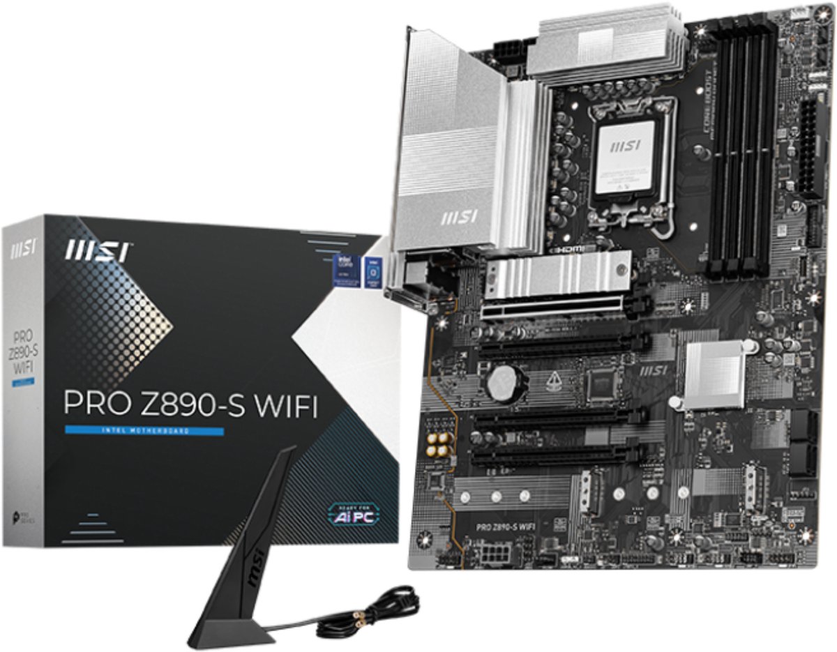 Moederbord - MSI PRO Z890-S WIFI - Intel Z890 - ATX - Compatible met Intel Core Ultra Processoren - LGA 1851 socket