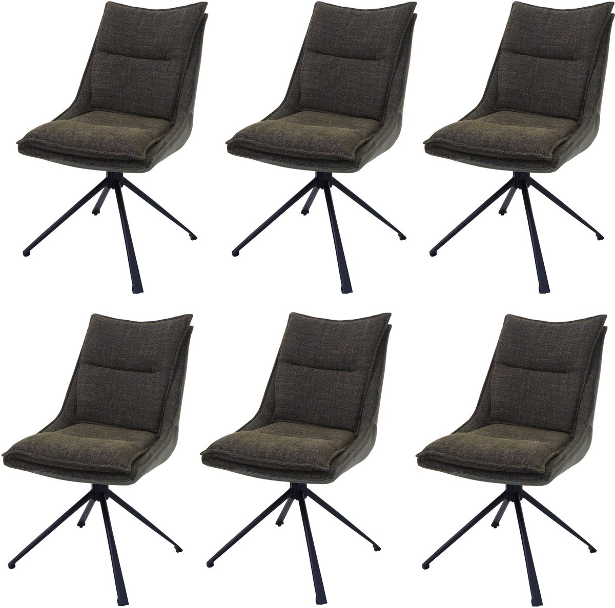 MCW Set van 6 eetkamerstoelen MCW-N71, keukenstoel, draaibaar met Auto-Return, stof/textiel (420 g/m²) ~ groen