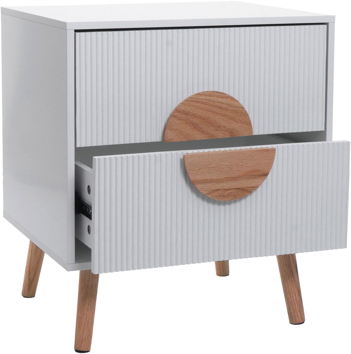 MCW Nachtkastje MCW-N89, ladekast bijzettafel nachtkastje, 3D design lade melamine hout, 55x48x41cm ~ wit