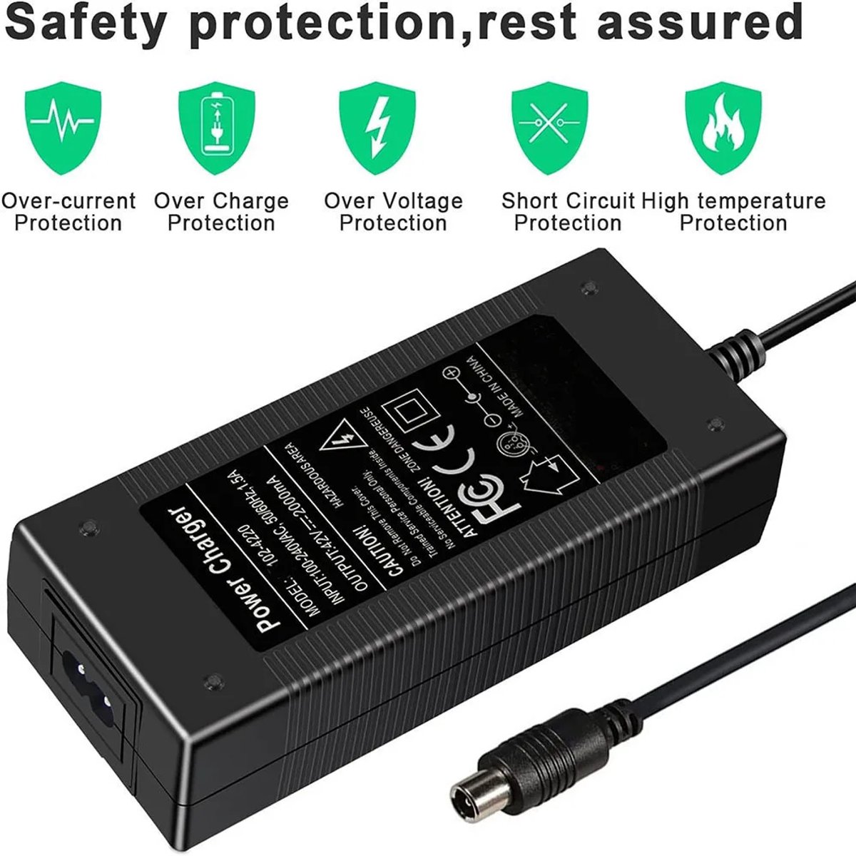 Oplader - Adapter - Geschikt voor Xiaomi Mi Mijia M365, Segway Ninebot ES1, ES2, ES4, LIME, Lime-S, AOVO, Hiboy, OKAI en BIRD - 42V/2A 84W Max - Voedingsadapter voor Elektrische Scooter en Elektrische Step – foto 6