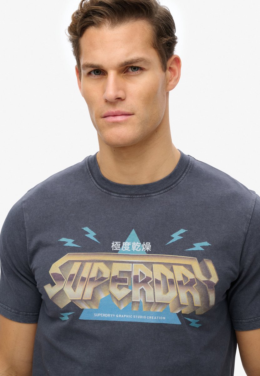Superdry Rock Band Logo T-shirt met relaxte pasvorm Heren T-shirts Zwart