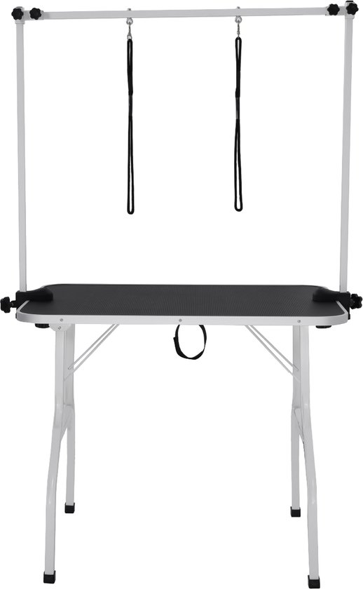 AVOID® RVS Trimtafel voor Honden - Verstelbaar en Inklapbaar Hondentrimtafel met Antislipoppervlak - Voor Een Professionele Trimset - Met 2 aanlijnlussen en trimarmen