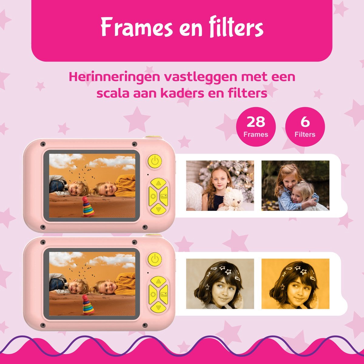 Ilona® Digitale Kindercamera HD 1080p - Speelgoedcamera - 32GB micro sd kaart - Fototoestel Voor Kinderen - Roze — afbeelding 3