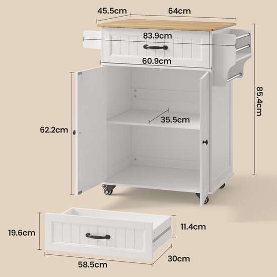 Bealife AK61 Armoire de cuisine roulante – Armoire de cuisine avec plan de travail et roulettes – 64 x 45 x 90 cm – NoirBealife AK61 Armoire de cuisine roulante – Armoire de cuisine avec plan de travail et roulettes – 64 x 45 x 90 cm – Noir