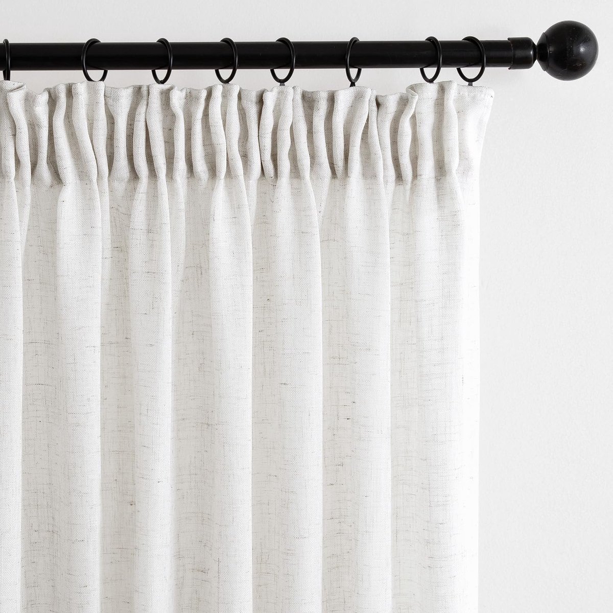 Ibenzoa Gordijnen met lussen in linnenlook, halftransparant voile voor modern interieur, set van 2, wit, 245 x 200 cm