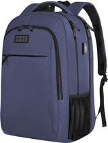 TRVLMORE Rugtas - 28L - 15,6 Inch - Laptop Rugzak met USB - Antidiefstal - Heren en Dames - Tas - Levenslange Garantie - Blauw