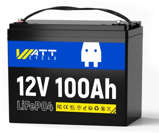 Wattcycle 12V 100Ah Lithium IJzer Fosfaat accu, draagbare energieopslag,...