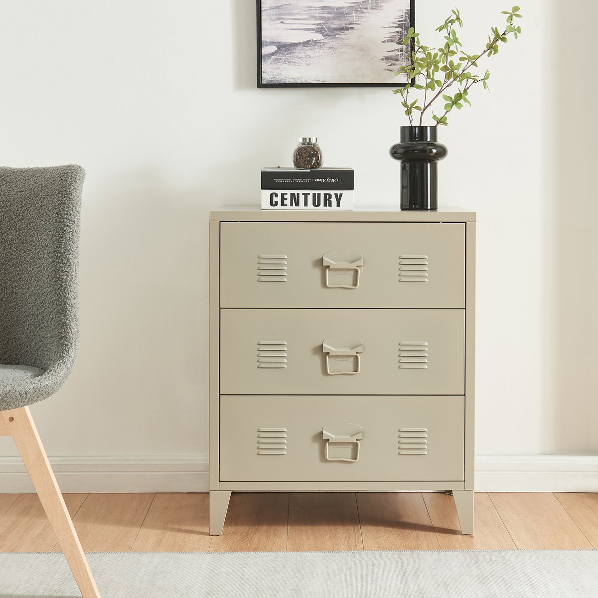 en.casa Ladekast Hämeenlinna commode met lades 72x60x40 cm camel [en.casa]
