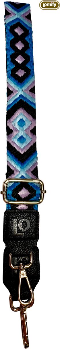 Lomify Pattern Strap Dubbele Ruit Blauw & Lichtblauw & Violet & Zwart universeel telefoonkoord / Lanyard / phone strap met verstelbare schouderhals 80cm - 130 cm