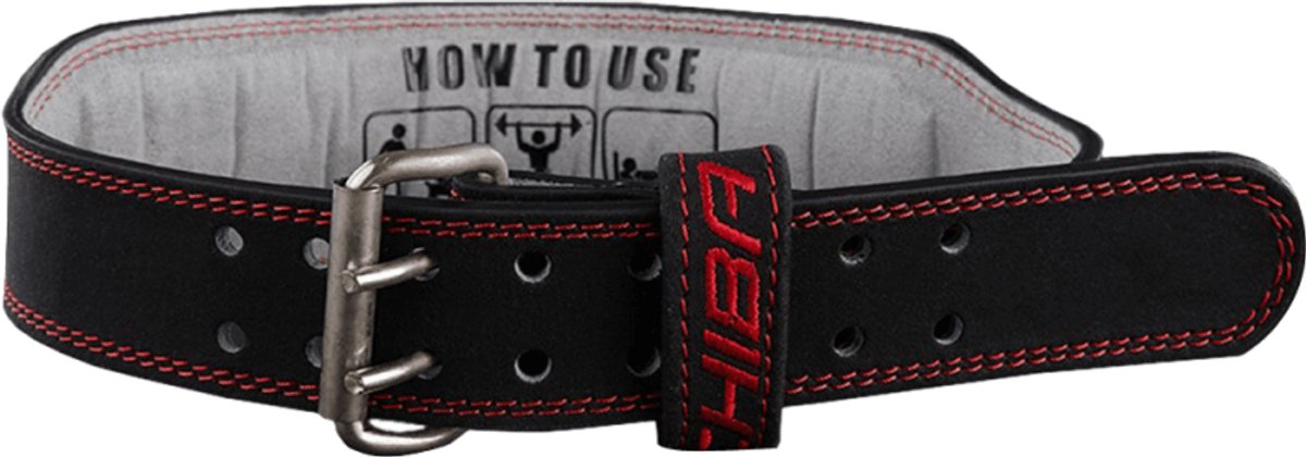 Chiba 40810 Leather Training Belt (Black/Red) S - Accessoires - Riemen