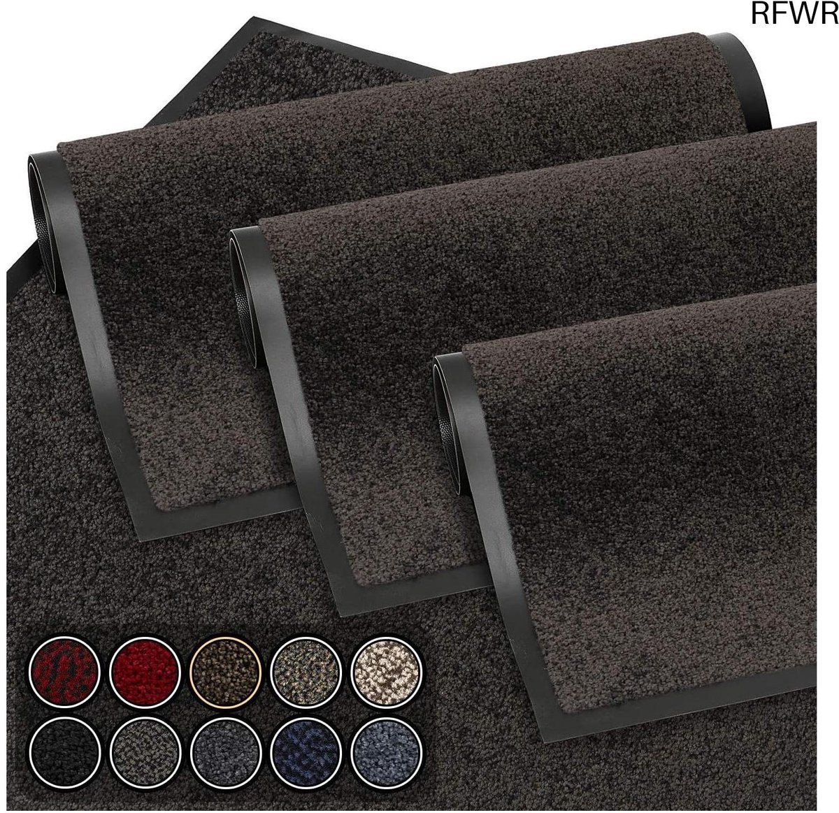 RFWR Waterdichte en Antislip Deurmat 60x90 cm | Slijtvast Vuilvanger voor Binnen en Buiten Bruin