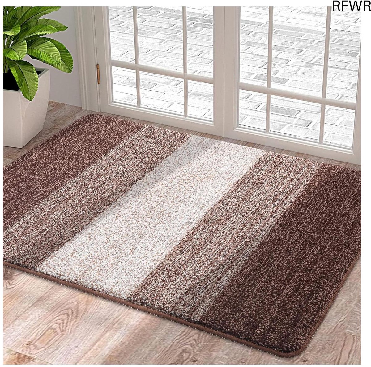 RFWR Zachte, machinewasbare deurmat voor binnen - Super absorberend en antislip entreetapijt (50 x 80 cm, bruin) BRON
