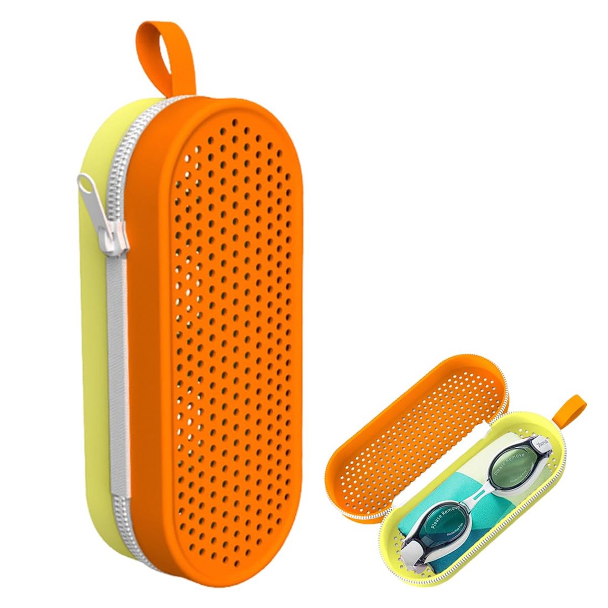 Ibenzoa® Zacht en Ademend Etui voor Zwembril met Afvoergaten en Ophanghaak voor Brillen