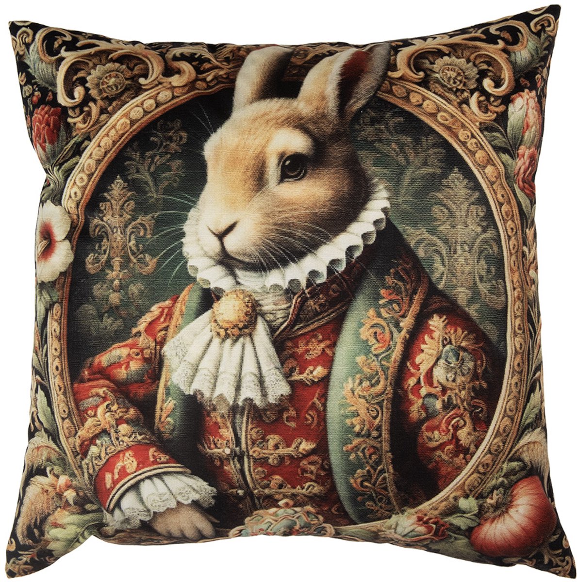 Clayre & Eef Kussenhoes 45x45 cm Beige Polyester Konijn