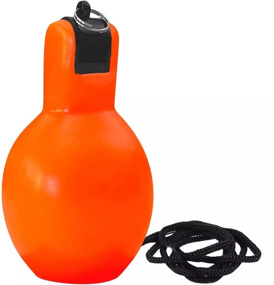 Benson Knijpfluit / Handfluit met Koord – Oranje – Compact kunststof fluitje