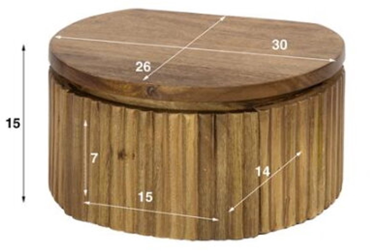 Meubelplaats Wave XS - Zwevend nachtkastje rond - 1 lade - Mangohout zandkleur - 30 cm breed - Japandi - 30x26x15 cm Naturel