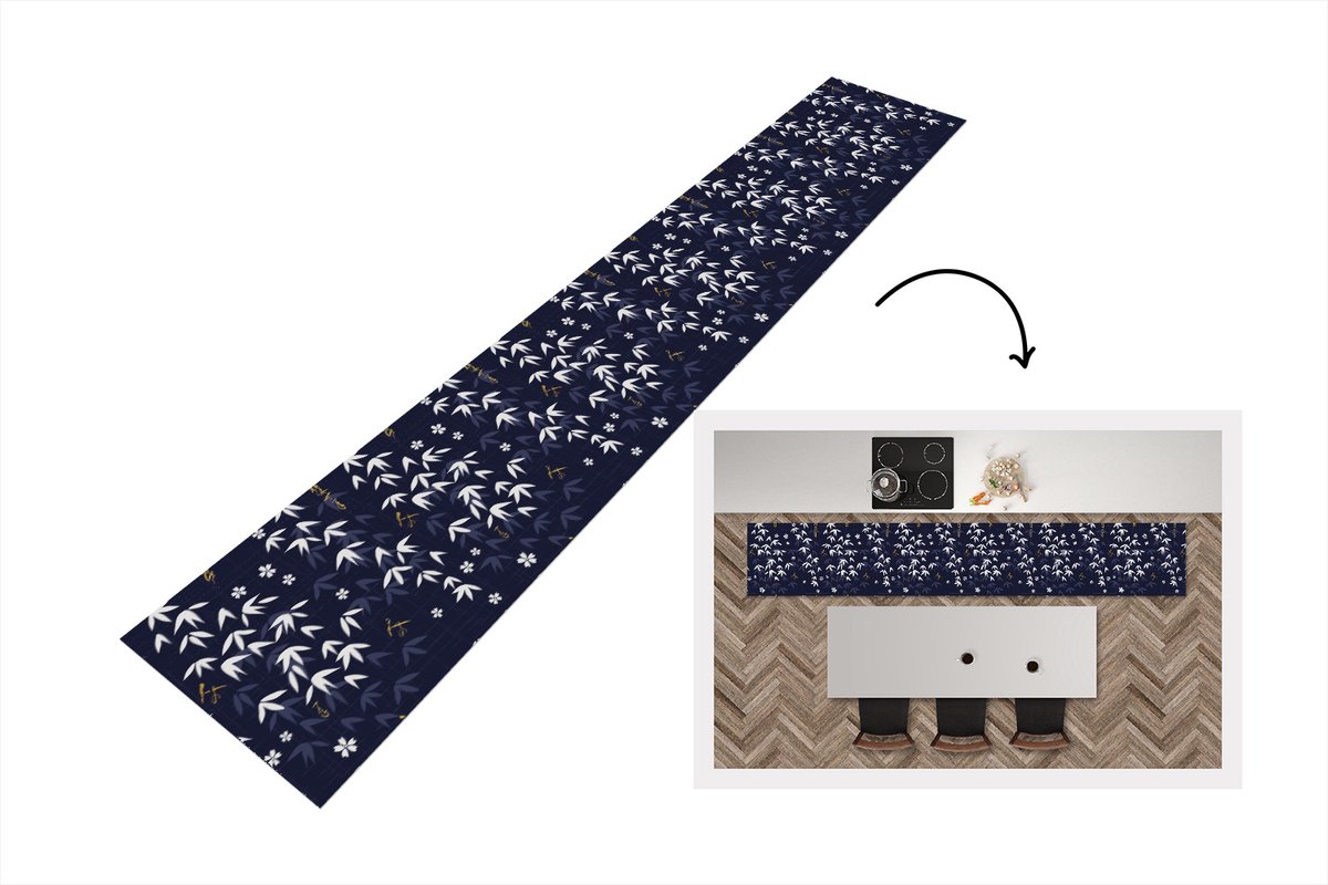 KitchenYeah Keukenloper 300x50 cm - Keukenmat vinyl Sakura - Bloesem - Patroon - Japan - Keukenmatten loper - Keuken vloerkleed tapijt
