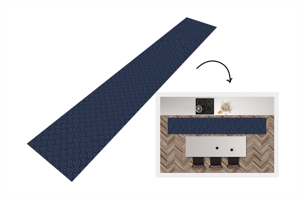 KitchenYeah Keukenloper 360x60 cm - Keukenmat vinyl Japans - Patronen - Geometrie - Keukenmatten loper - Keuken vloerkleed tapijt