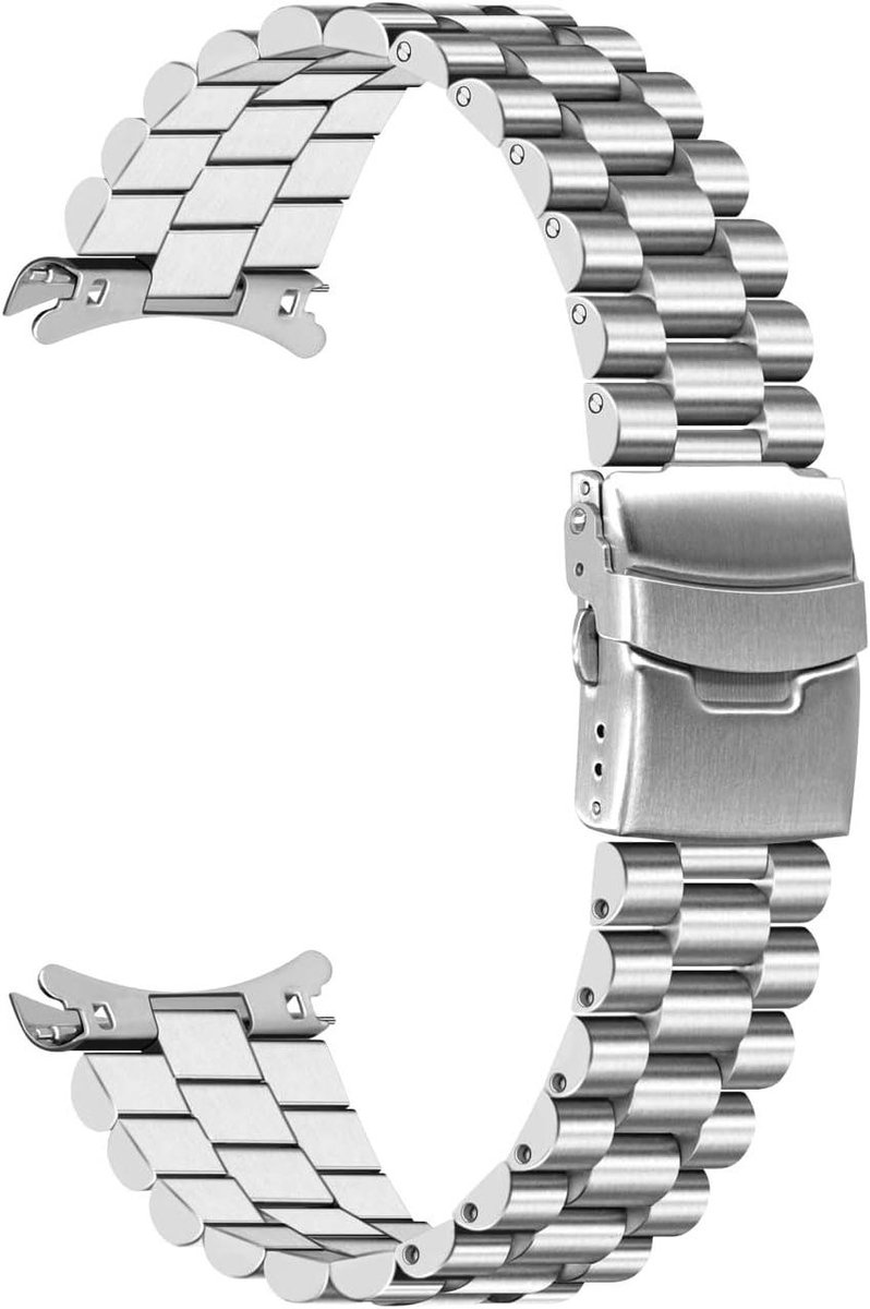 Allecto Premium - Roestvrij stalen horlogeband met gebogen vaste uiteinden | 20 mm 22 mm | Mat geborsteld | Halve maan links | Taper ontwerp | Diver sluiting | Zwart en zilver | Heren en dames | Duurzaam en stijlvol.