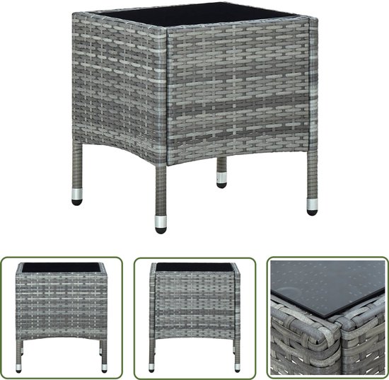 vidaXL Buitentafel - Tuin Tafel - Tuintafel 40x40x45 cm poly rattan grijs - Ratan Tafel - Grijze Tafel - Patio Tafel