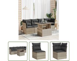 vidaXL Loungebank - Tuin Lounge Set - 5-delige Loungeset met kussens poly rattan lichtgrijs - Buitendinerset - Poly Ratan - Wicker Furniture
