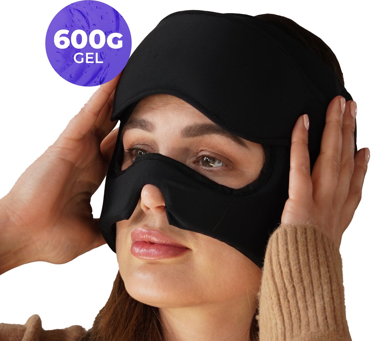 Ryce® Migraine Muts - Masker - Extra Dik 600G - Hoofdpijn - Warmte & Koude Therapie - Hot Cold Pack - Migraine is geen hoofdpijn - Zwart Eyes