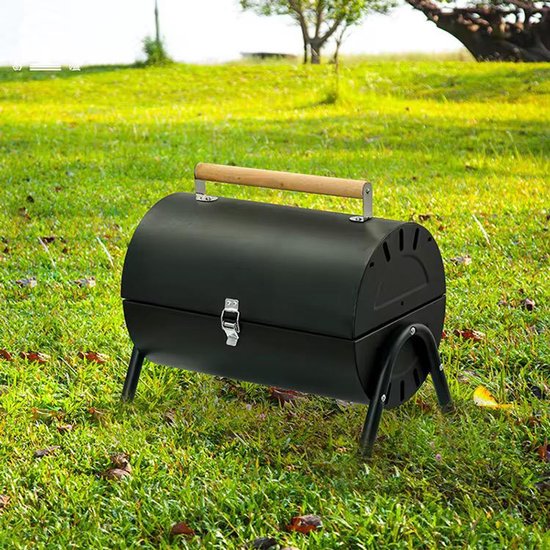 Opvouwbare Houtskool Barbecue – Draagbare Stalen BBQ Grill met Deksel – Voor Camping, Tuin en Terras – 42x30x29 cm