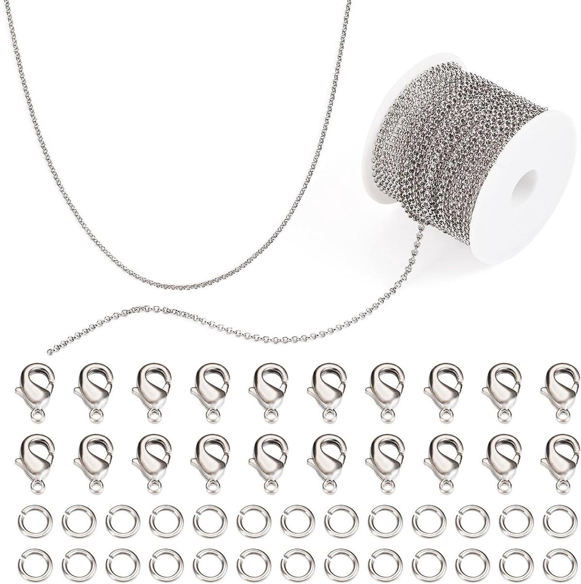 Allecto Premium - Messing Rolo Chain Ketting met Kreeft Claw Sluitingen voor Sieraden Maken