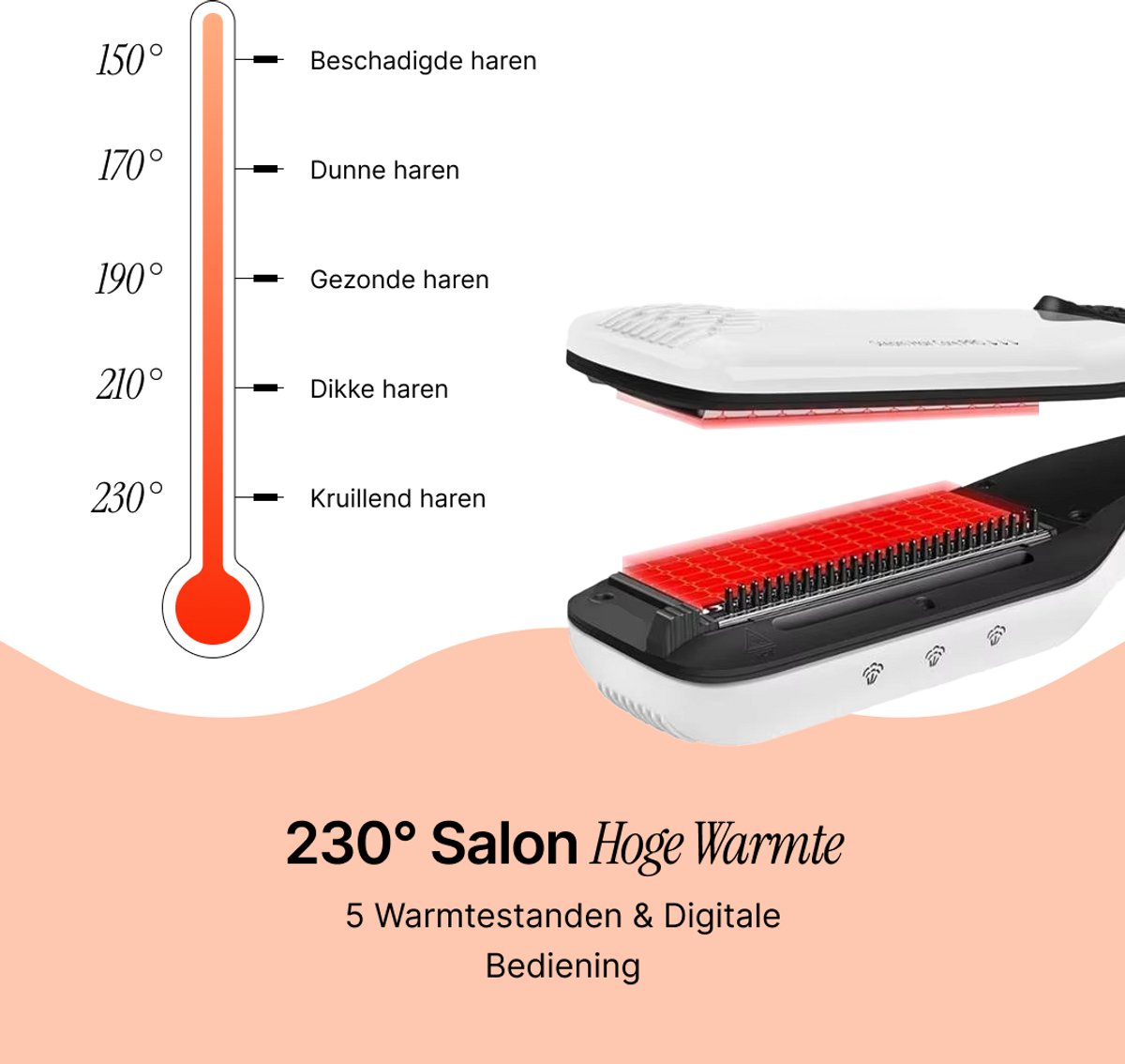 BALORS® Professionele Stoom Stijltang 5 in 1 - 150º t/m 230ºC - Steam Active Care - Hairstraightener - Stijltangen - Krultang - Coldshot - Haardroger - Wet-to-dry - Snel opgewarmd - Stoomtechnologie - Wit — cadeau in Verzorging - foto 6